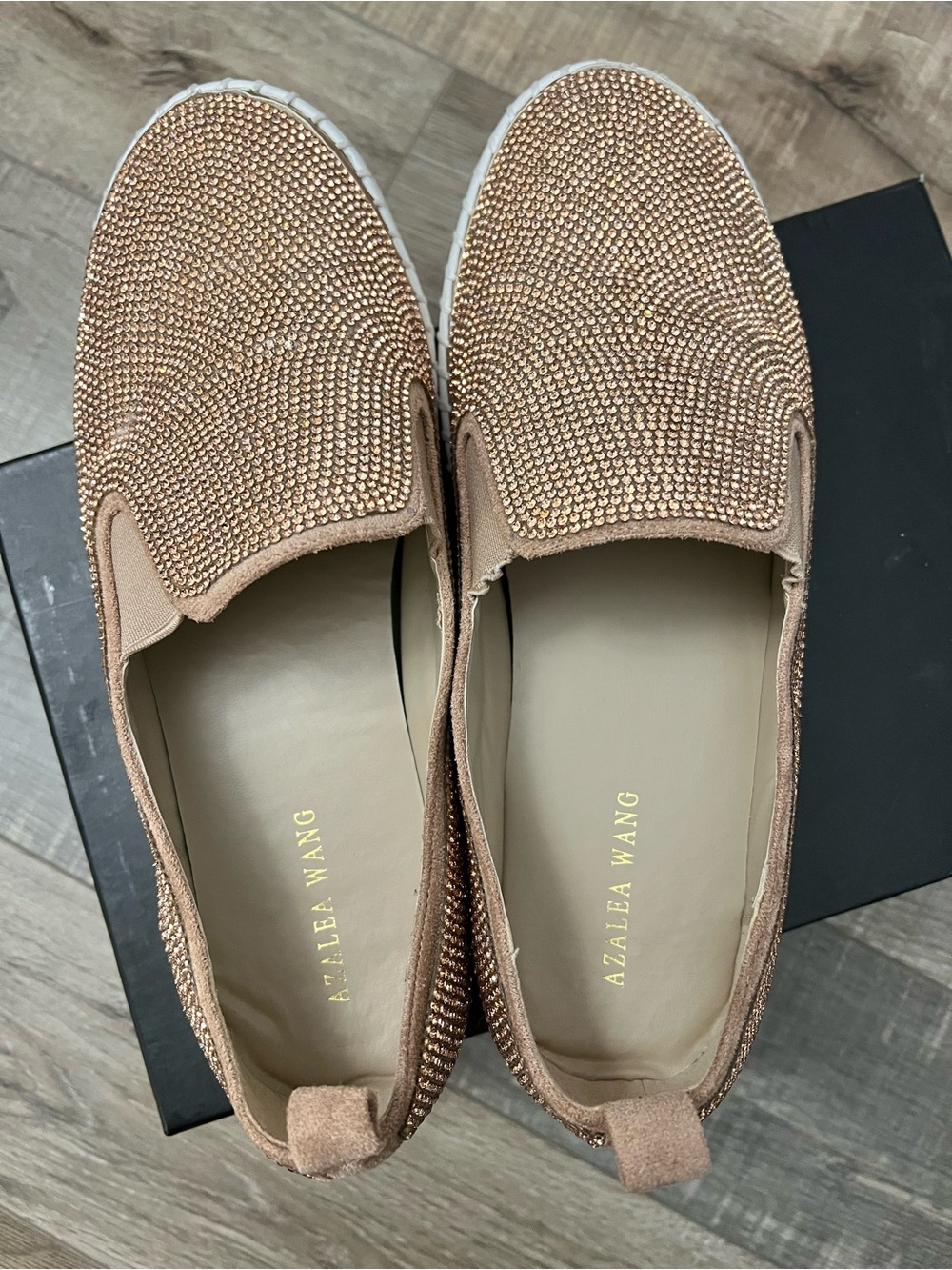 Azalea Wang Judy Rose Gold Crystal Slip-On Loafer size 10 Like new - Picture 5 of 10